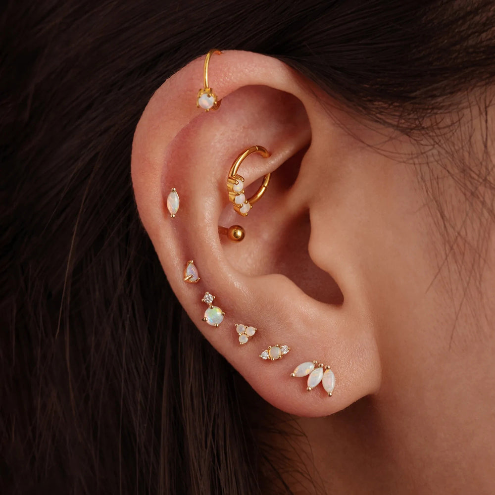Piercing mit Zirkonia und Opal Gold frau Tragus