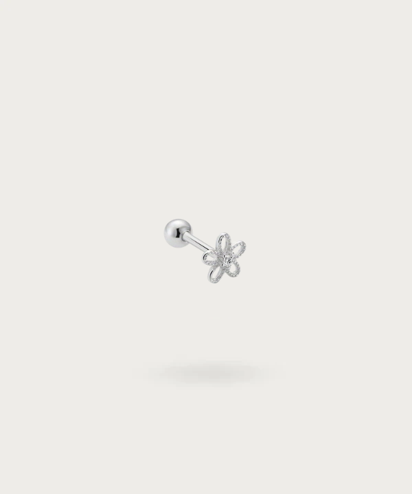 Eleganter und zarter Silber-blumen-Piercing Helix