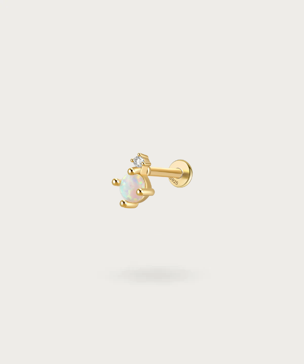 Piercing mit Zirkonia und Opal Gold helix