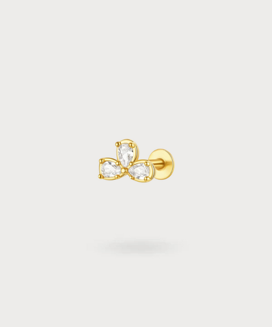 Flat-Piercing Margarita in Gold mit drei einzigartigen und zarten Blütenblättern