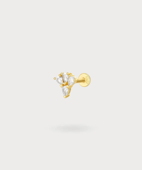 Lisa Helix-Piercing mit tropfenförmig geschliffenen Zirkonia, erhältlich in Gold und Silber.