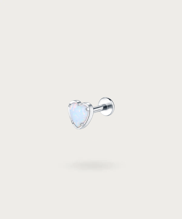 helix Piercing Herz mit Opal Silber