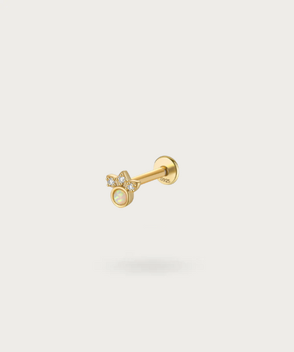 Opal-Ohrstecker in Gold mit Zirkonias Forward Helix