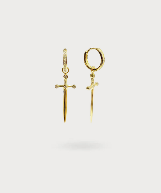 Haizea-Ohrringe in Schwertform mit goldener Beschichtung