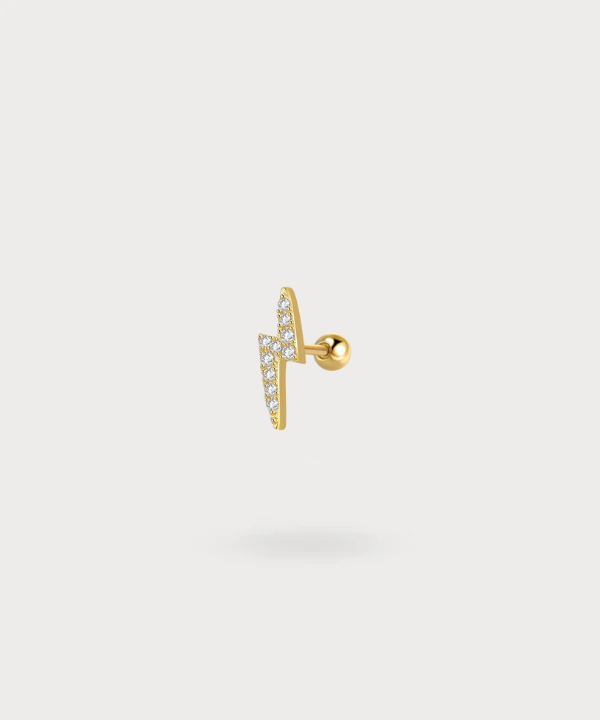 Originelles Flat Ohrpiercing aus Gold mit Diamanten