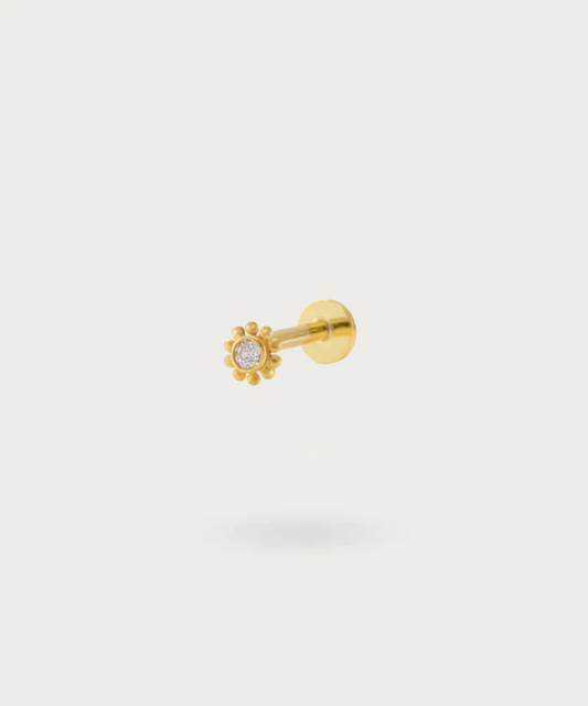 Bild des Eleganten flat piercings, Frontansicht in Gold