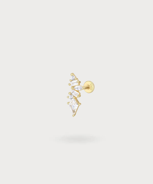 Haize Ohrläppchen Piercing mit einer Reihe von kaskadierenden Zirkonia, erhältlich in Gold oder Silber