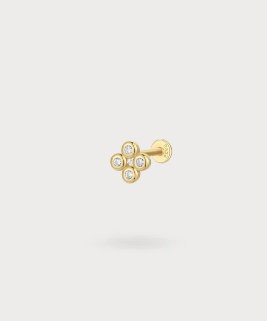 Tragus-Piercing Elorri mit vier Zirkonia, minimalistische Eleganz in Gold