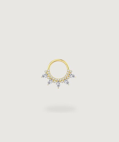 Helix Ring piercing Titan aus Gold mit eingefassten Diamanten