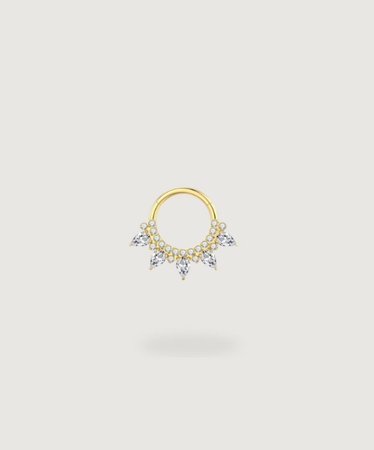 Helix Ring piercing Titan aus Gold mit eingefassten Diamanten