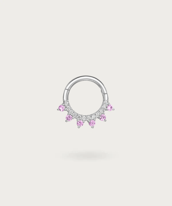 Piercing aro de oro morado con diamantes engastados