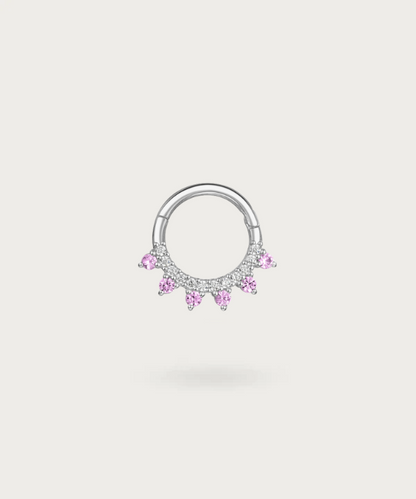 Piercing aro de oro morado con diamantes engastados