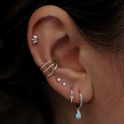 Piercing mit drei Ringen aus Sterlingsilber frauen