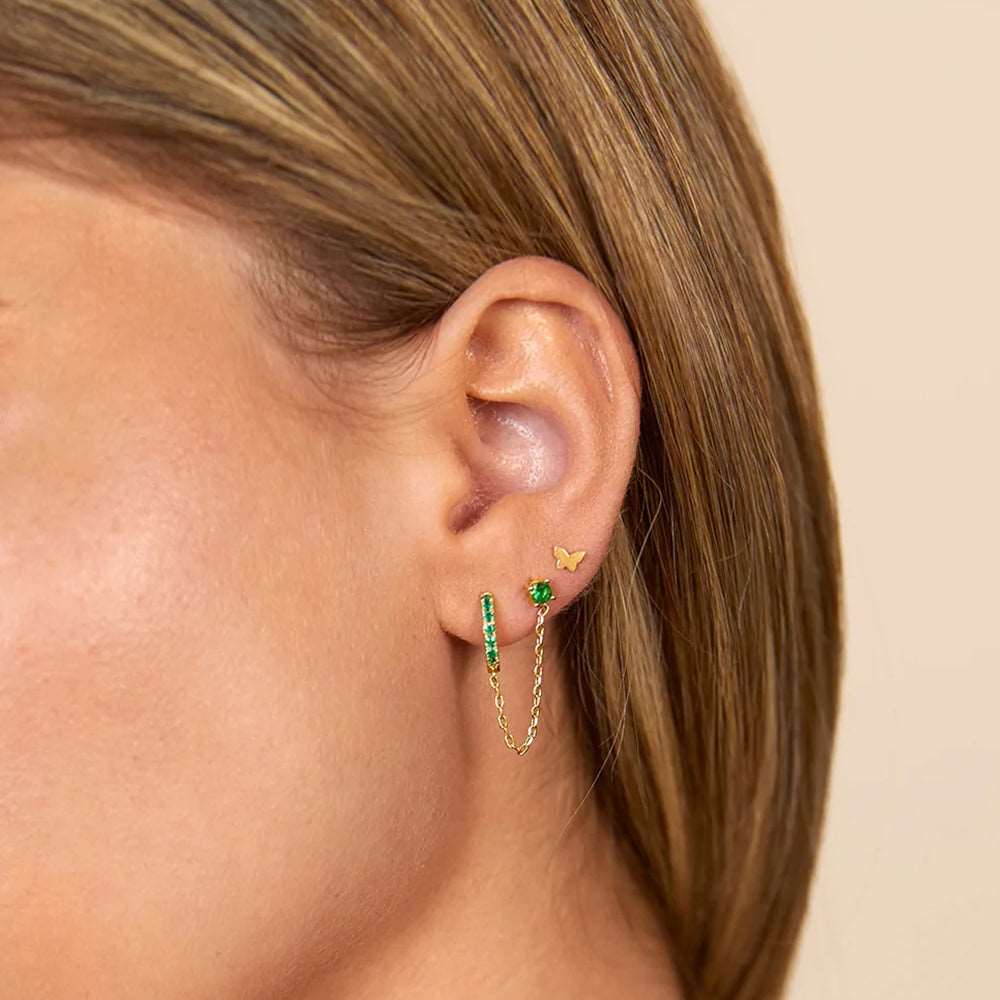 Piercing-Kette mit grünen Zirkonia für Frauen