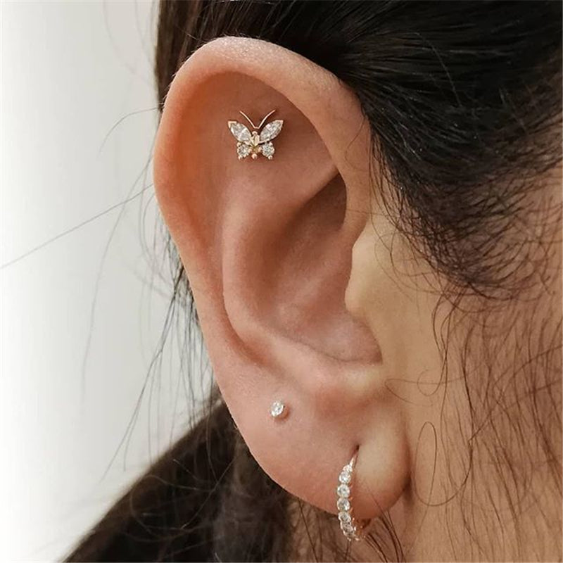 Hélix Piercing Ohrschmuck Schmetterling Silber Frauen