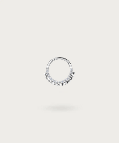 Piercing Ring für Daith aus Silber mit Blumenmuster