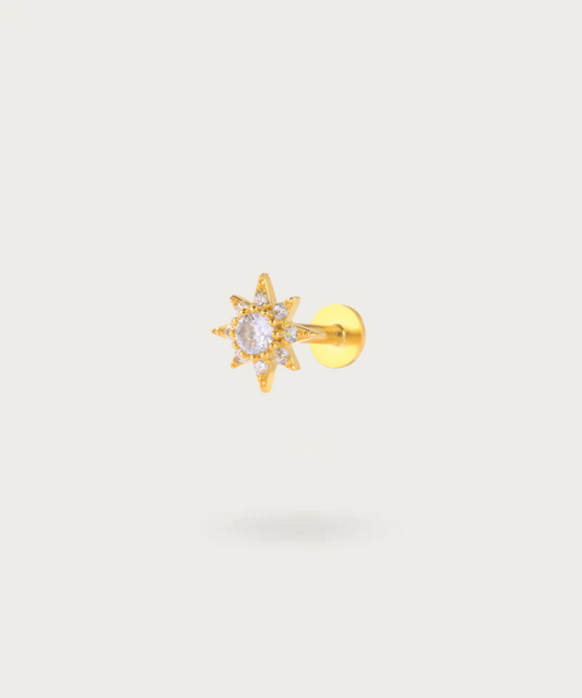 Flat Piercing Solar Ohr in Gold